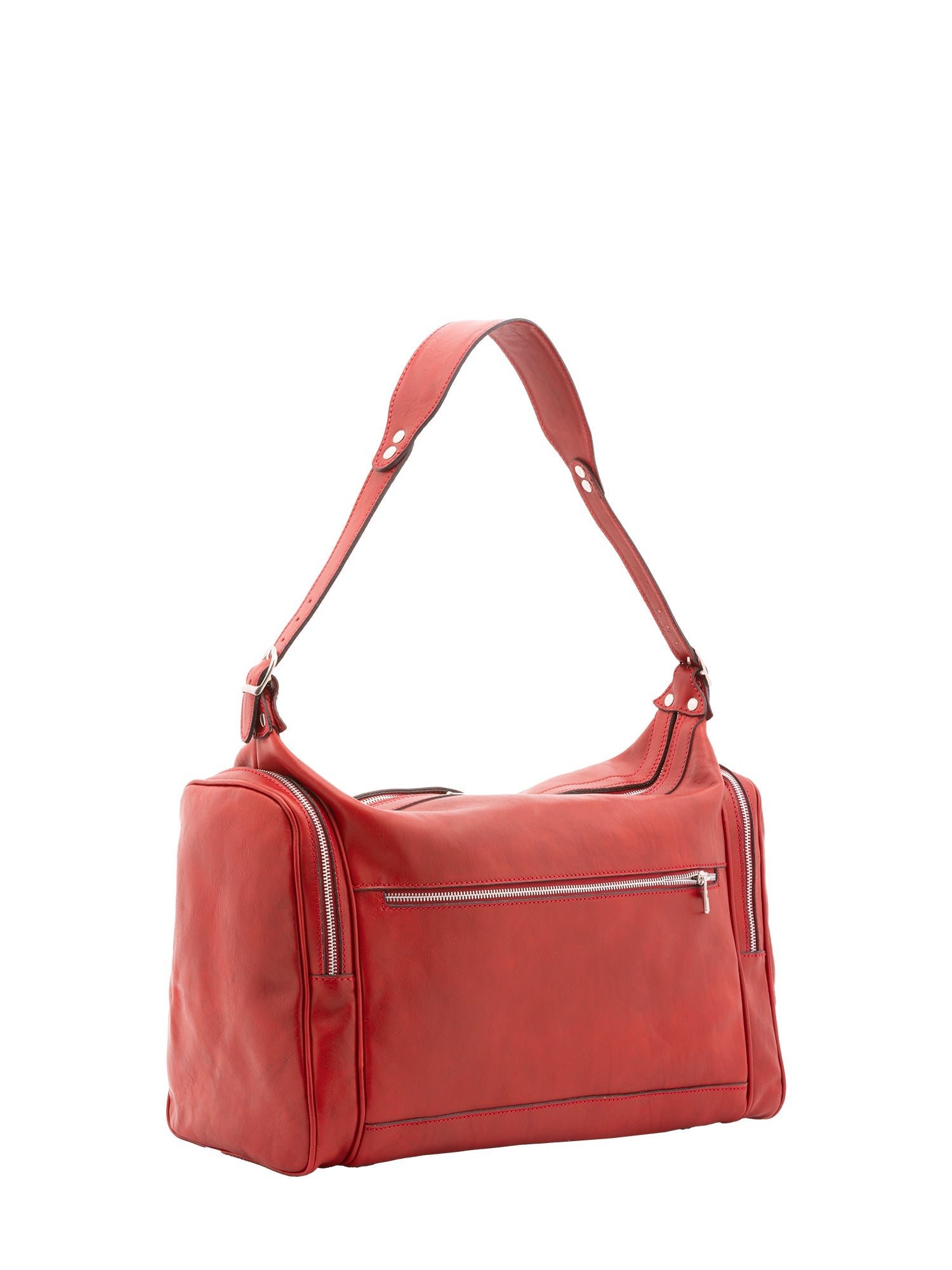 Borsa da viaggio unisex in vera pelle 100% cotone 4037-ROSSO Alessia Firenze
