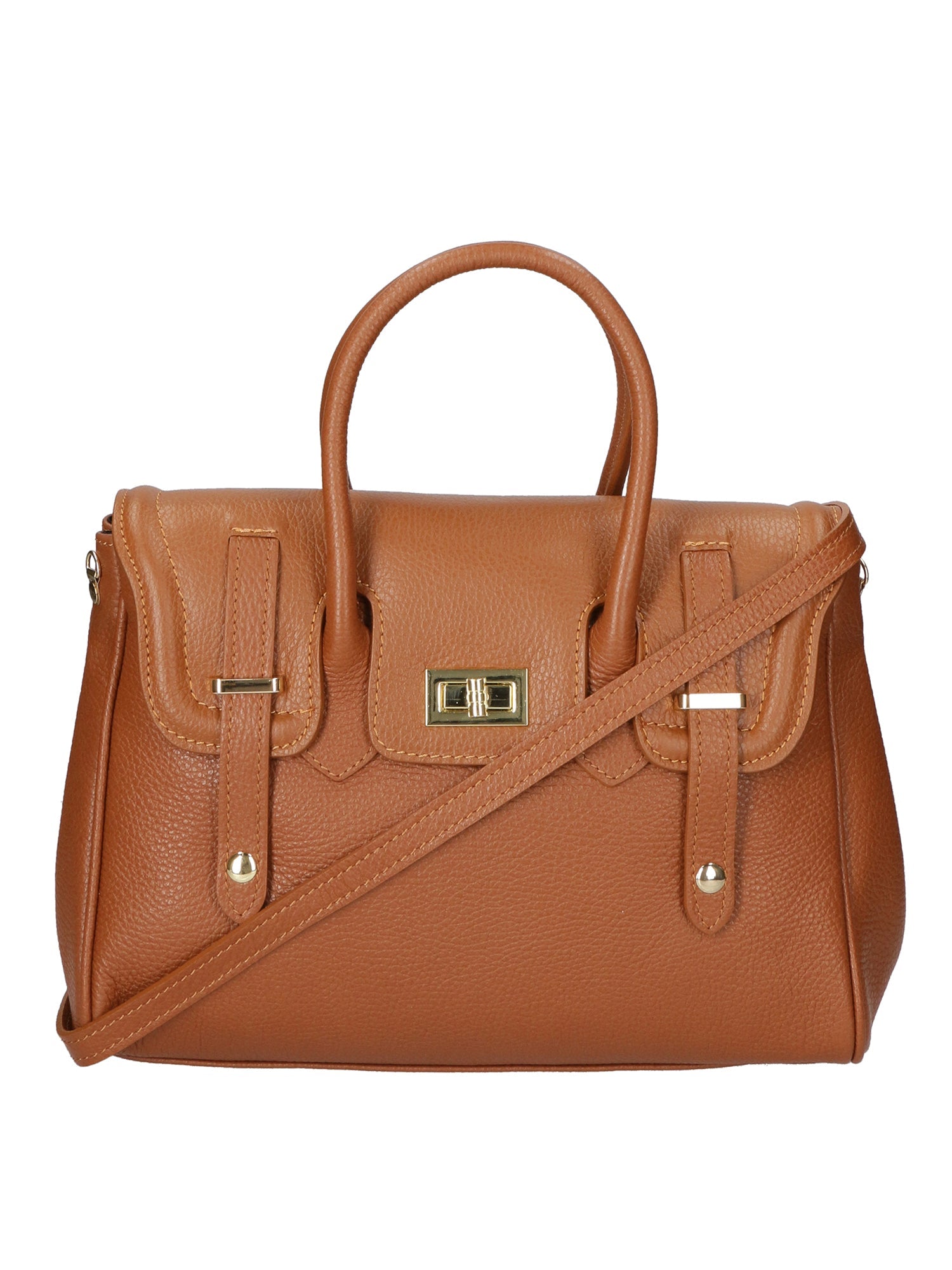 Ersilia Borsa a mano da donna Vera pelle 8092-D17 CUOIO SCURO DARK COGNAC Chiara Ferretti