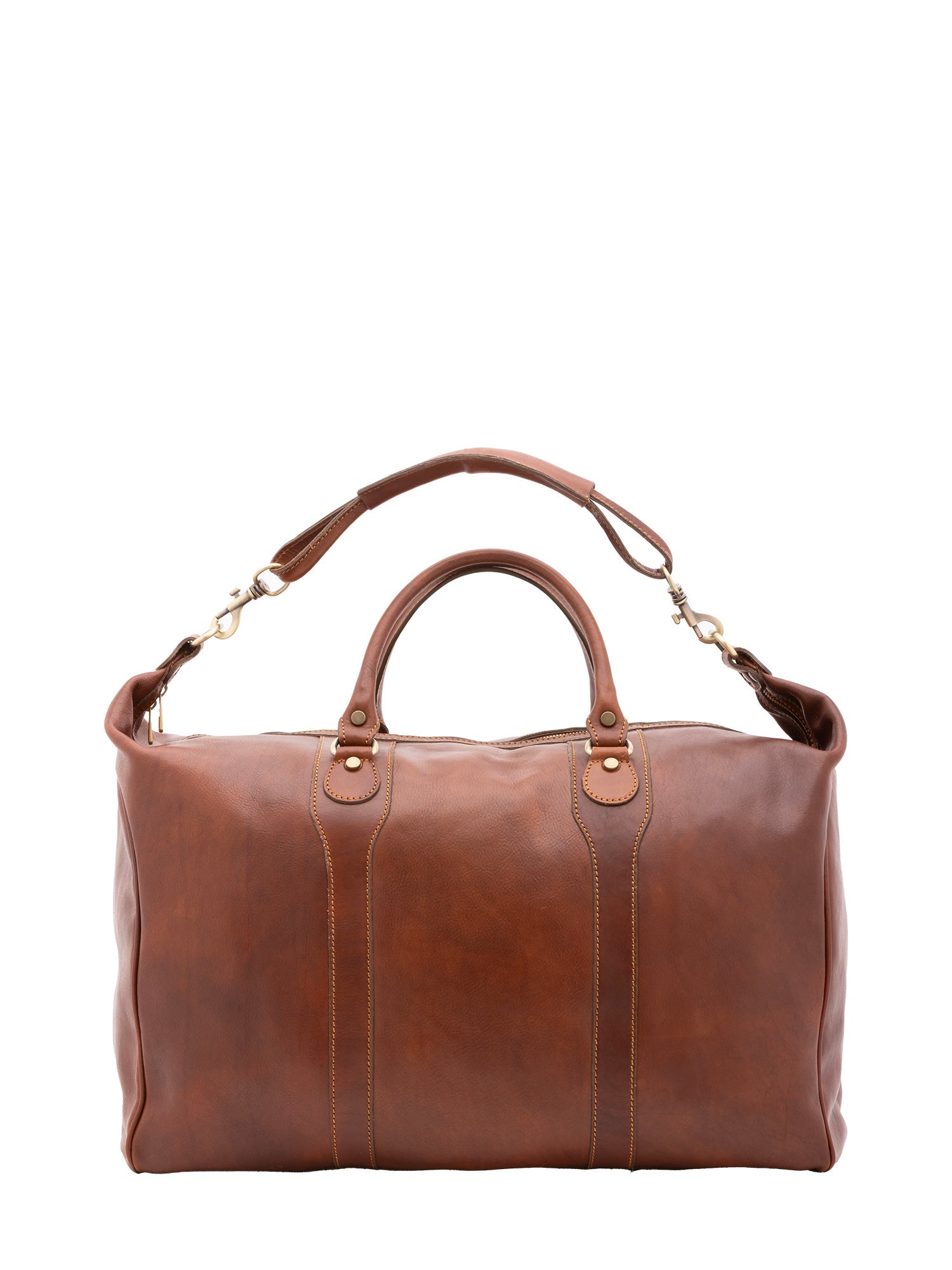 Borsa da viaggio unisex in vera pelle 100% cotone 4046-MARRONE Alessia Firenze