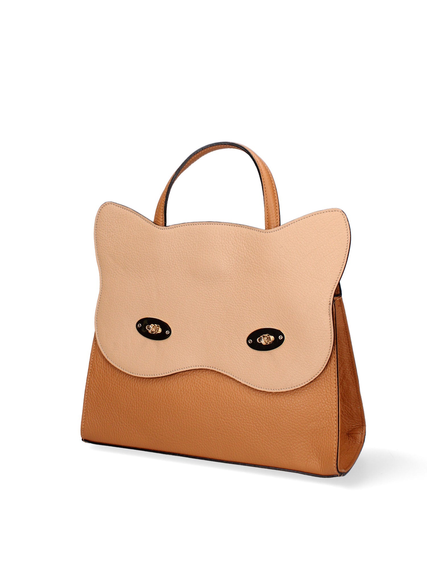 Arancia Borsa a mano da donna 100% pelle 8969-CUOIO+NOCCIOLA Chiara Ferretti