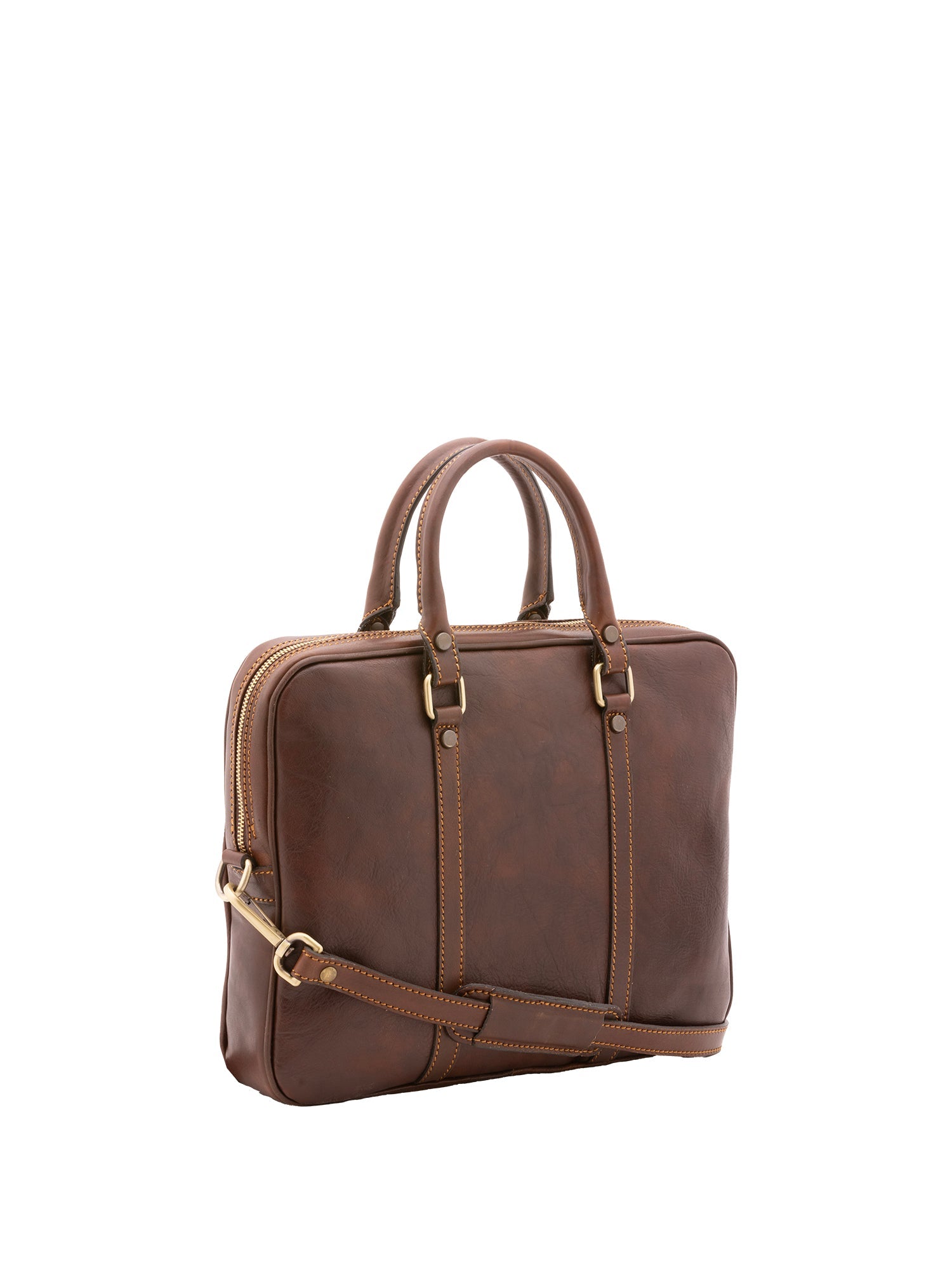 Borsa a mano unisex in vera pelle Made in Italy 4540-TESTA DI MORO Alessia Firenze