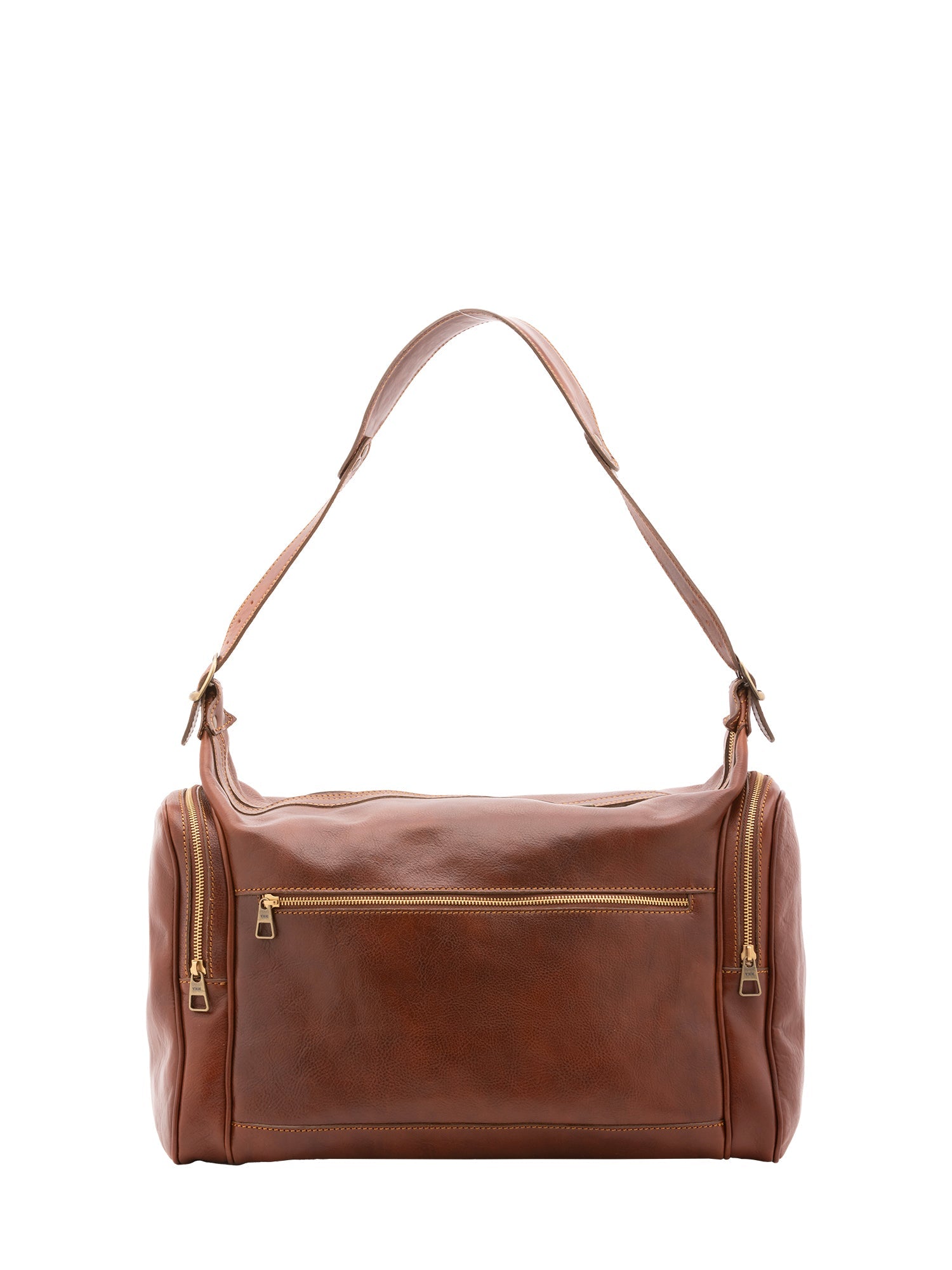 Borsa da viaggio unisex in vera pelle 100% cotone 4037-MARRONE Alessia Firenze