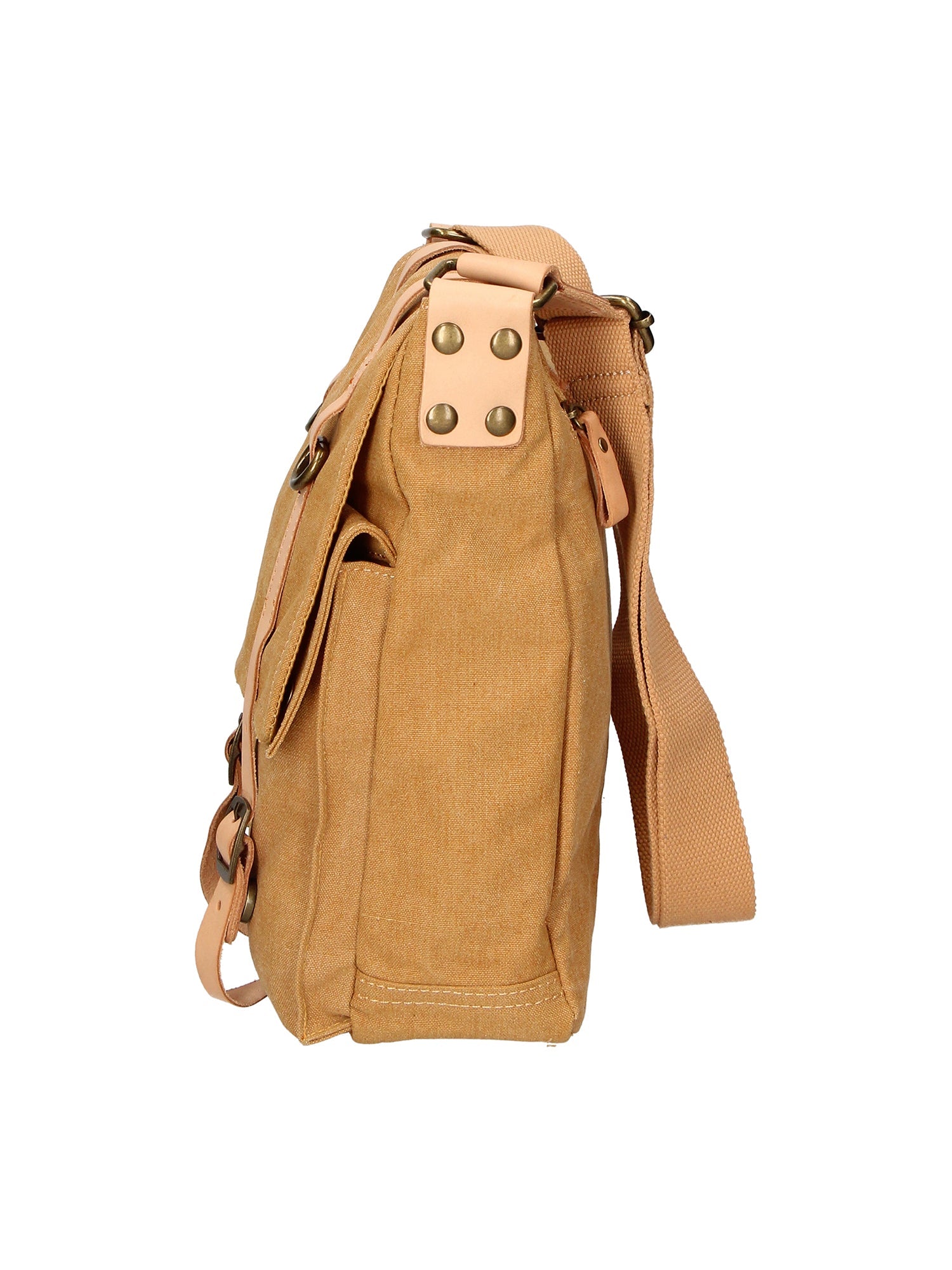 Milena Borsa a tracolla unisex Canvas e vera pelle ZG3009-CUOIO COGNAC Chiara Ferretti