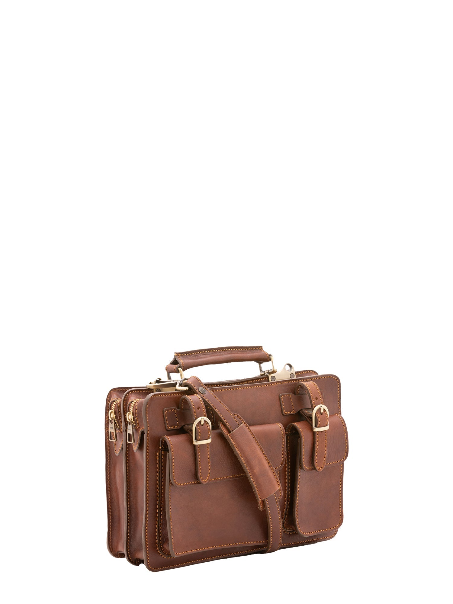Borsa a mano unisex in vera pelle Made in Italy 4506-MARRONE Alessia Firenze