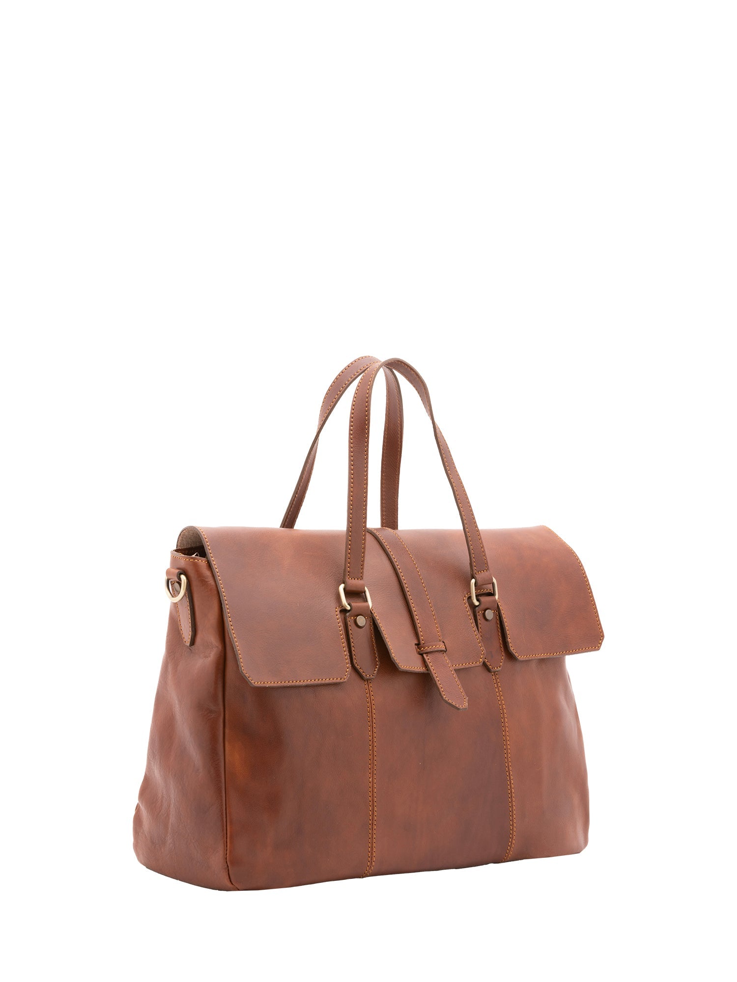 Borsa da viaggio unisex in vera pelle 100% cotone 4066-MARRONE Alessia Firenze