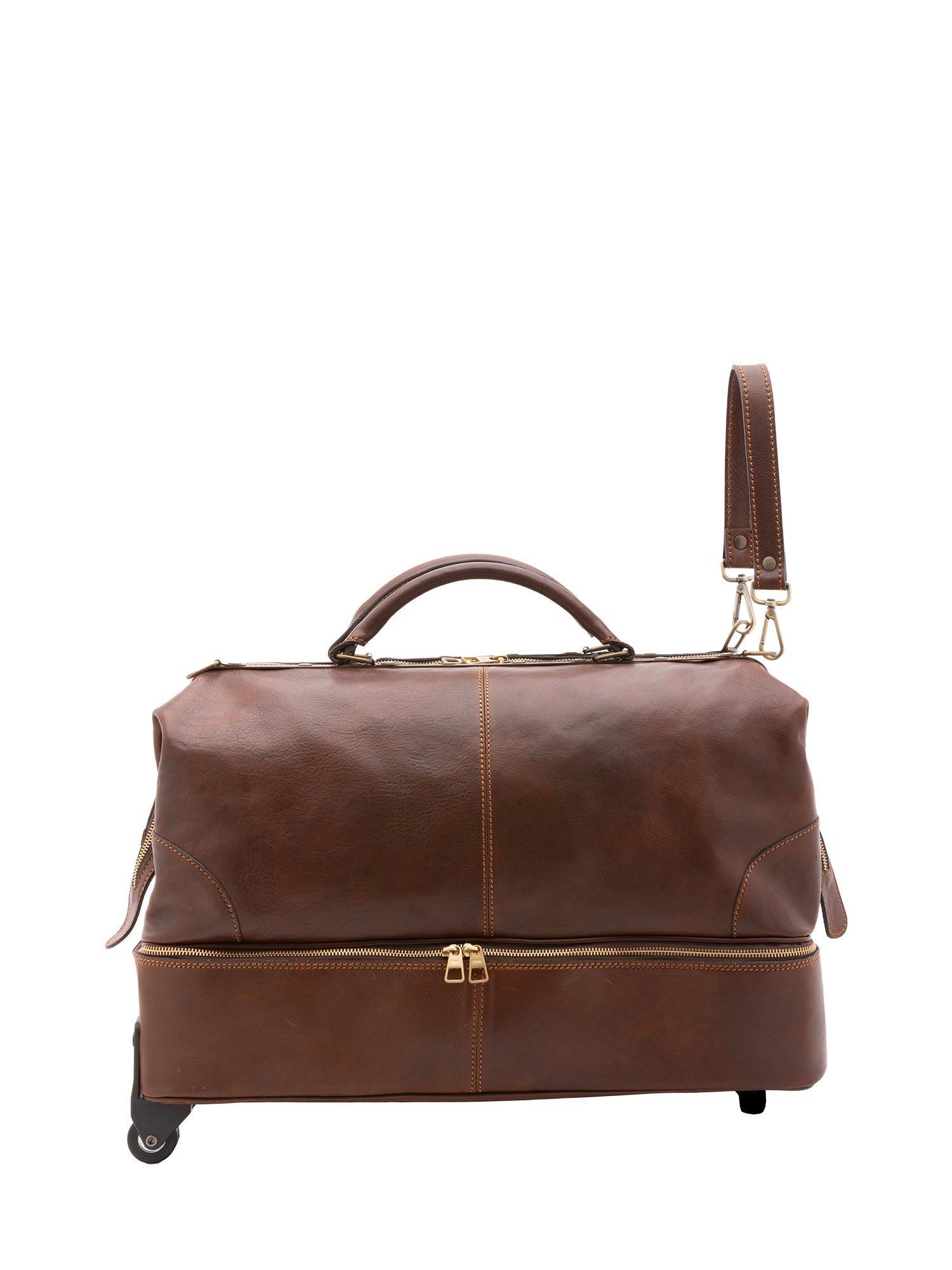 Borsa da viaggio unisex in vera pelle Made in Italy 4084-TESTA DI MORO Alessia Firenze