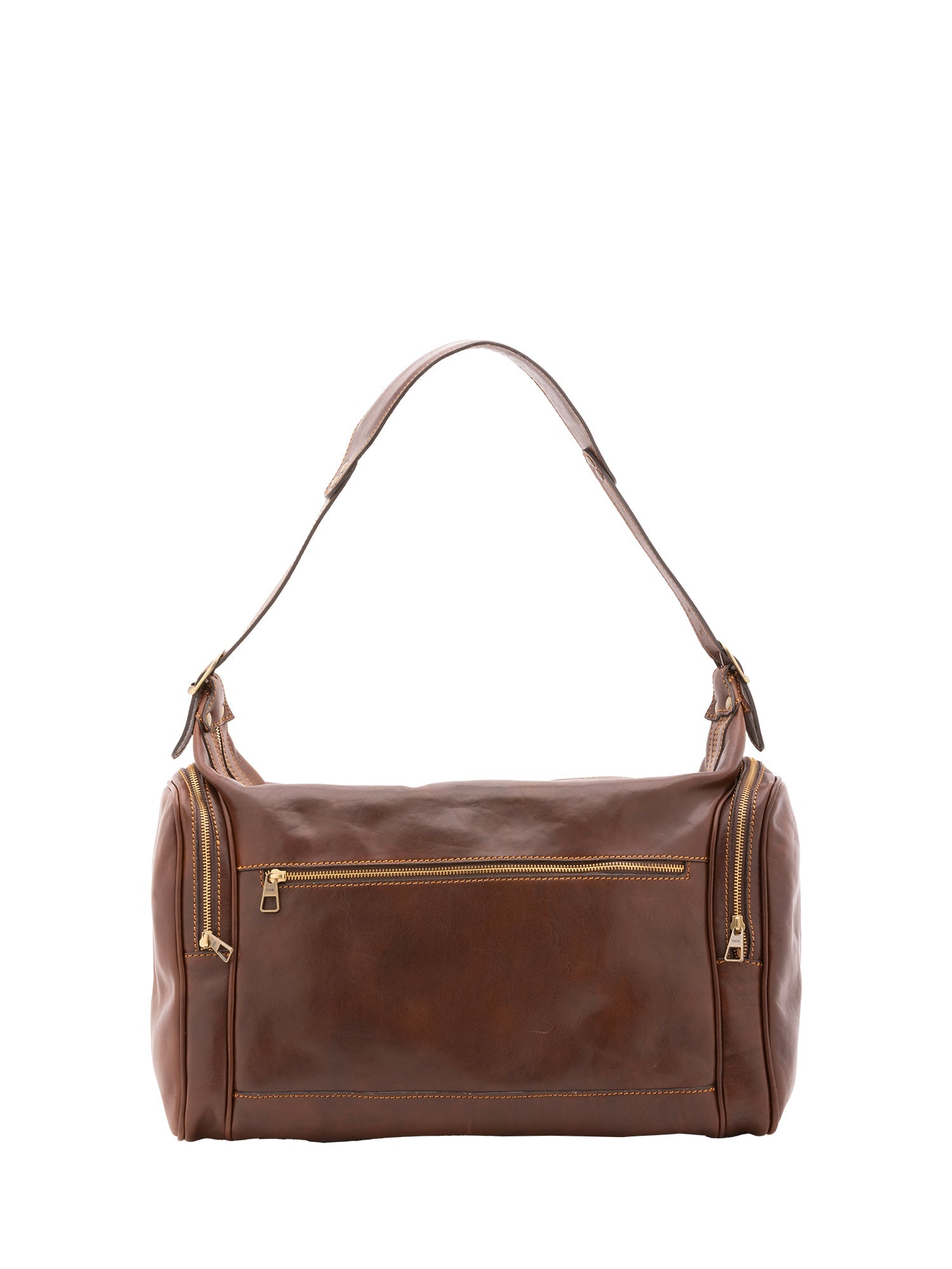 Borsa da viaggio unisex in vera pelle 100% cotone 4037-TESTA DI MORO Alessia Firenze