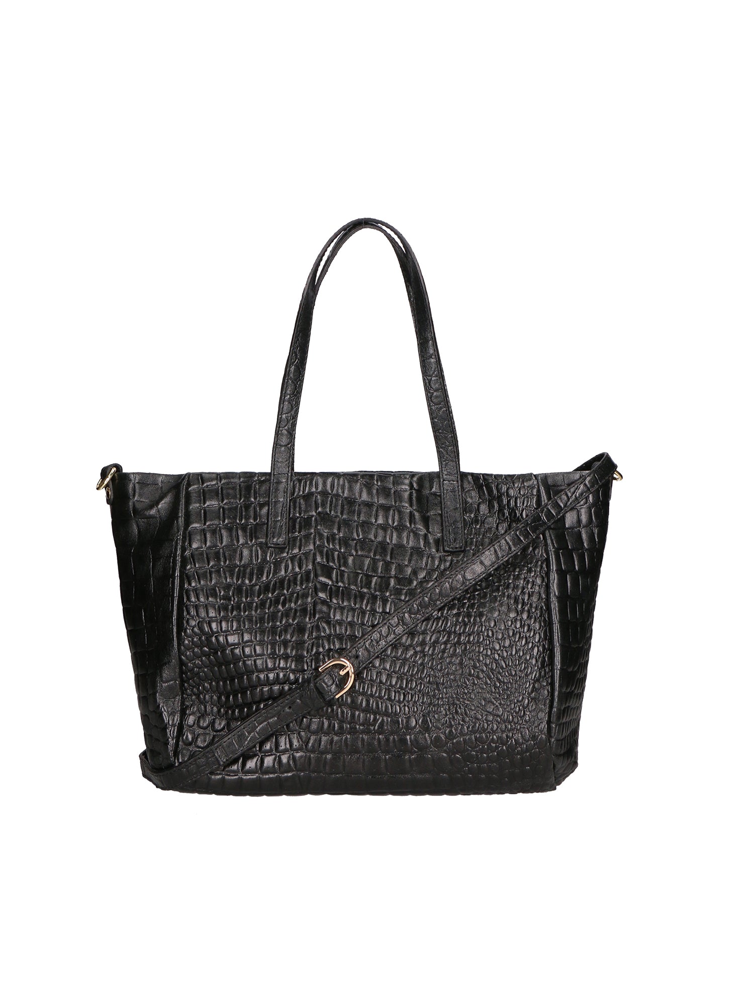 Lorella Borsa a spalla da donna Vera pelle croco 06499-019 NERO Chiara Ferretti
