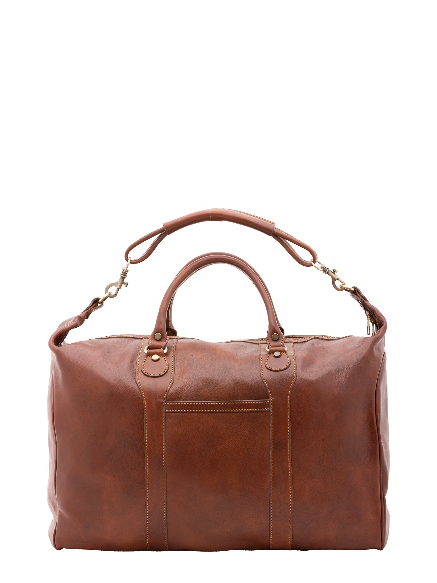 Borsa da viaggio unisex in vera pelle 100% cotone 4046-MARRONE Alessia Firenze