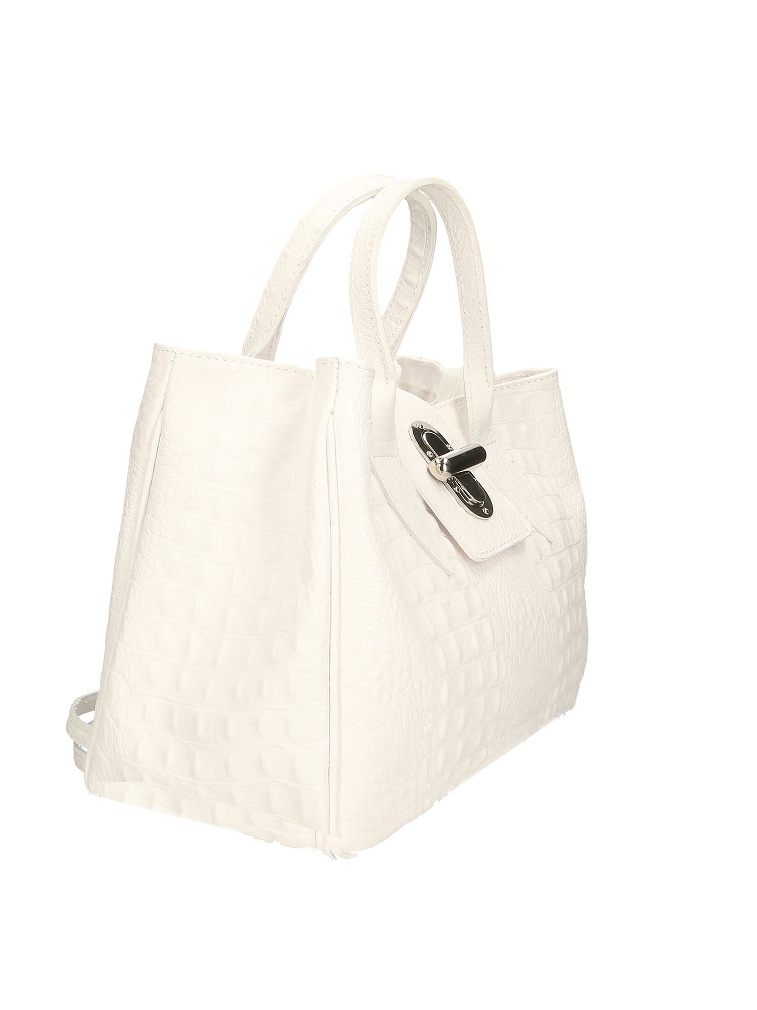 Ascoli Borsa a mano da donna Pelle stampata cocco 7718-BIANCO Chiara Ferretti