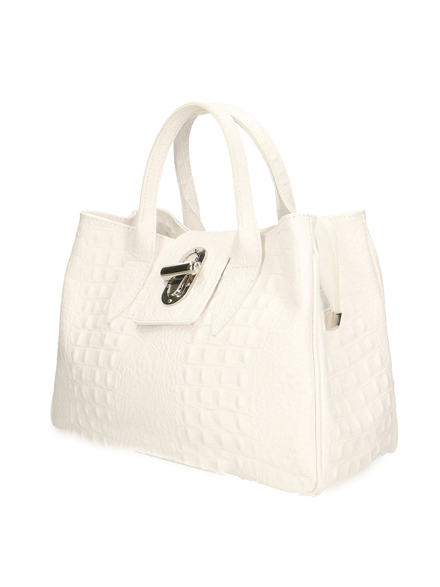 Ascoli Borsa a mano da donna Pelle stampata cocco 7718-BIANCO Chiara Ferretti