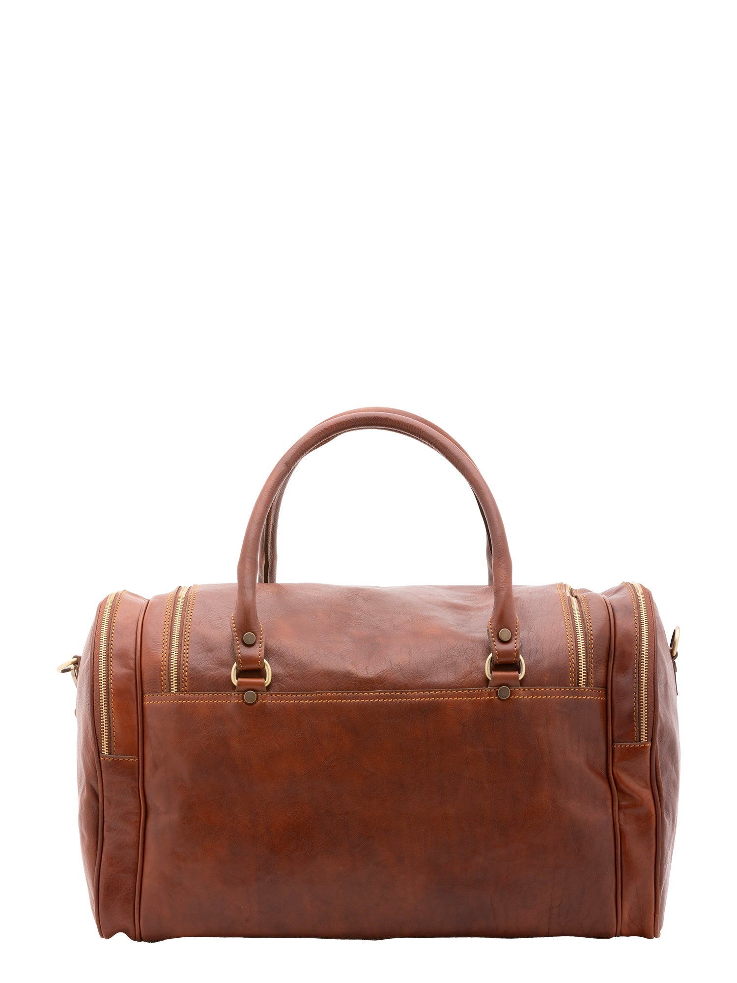 Borsa da viaggio unisex in vera pelle 100% cotone 4045-MARRONE Alessia Firenze