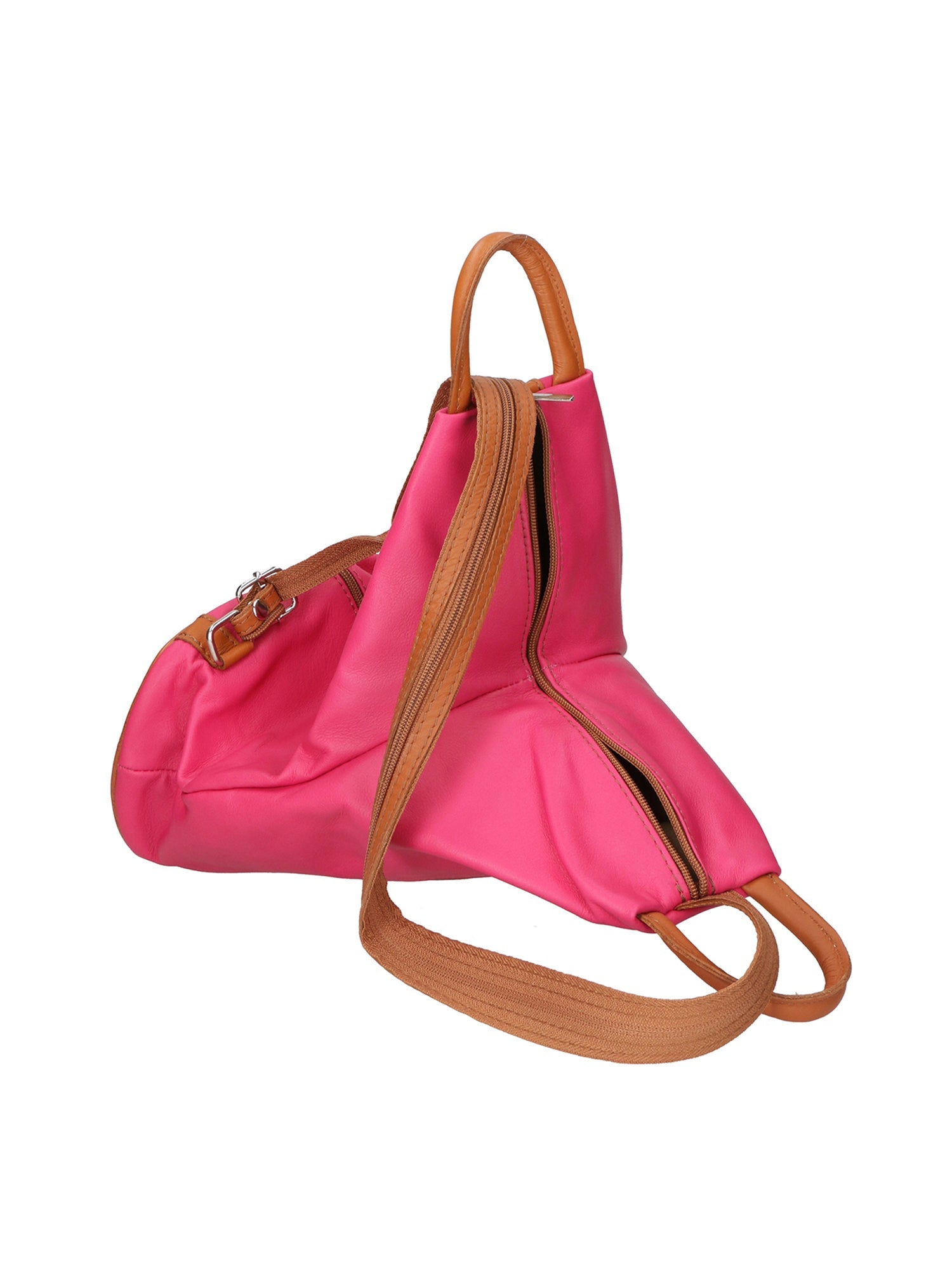 Erika Zaino da donna in vera pelle Casual 80072-FUXIA-CUOIO Chiara Ferretti