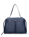 Borsa a Mano in Vera Pelle Blu Jeans Chiara Ferretti