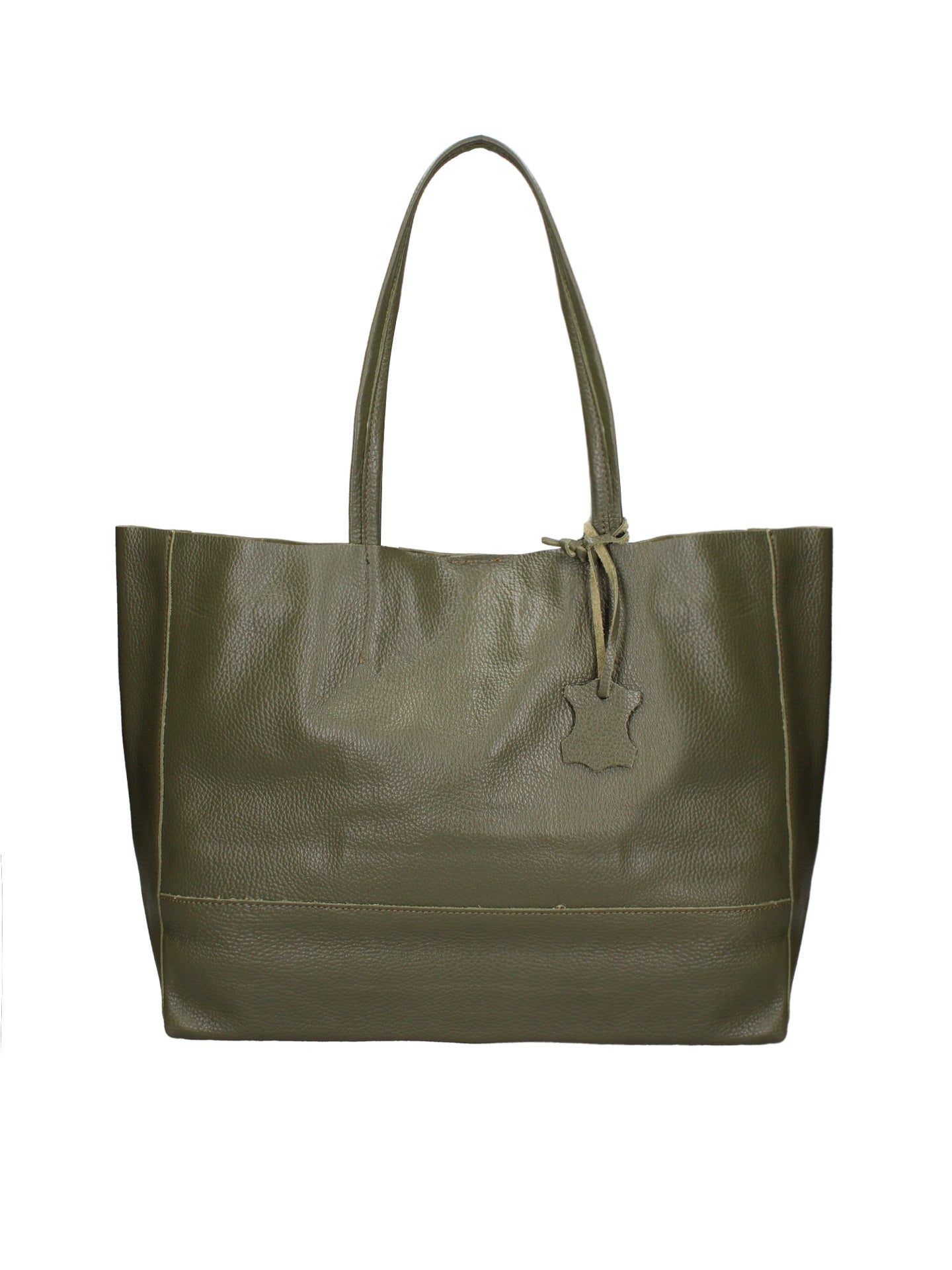 Borsa a Mano in 100% Cow Leather Verde Militare Chiara Ferretti