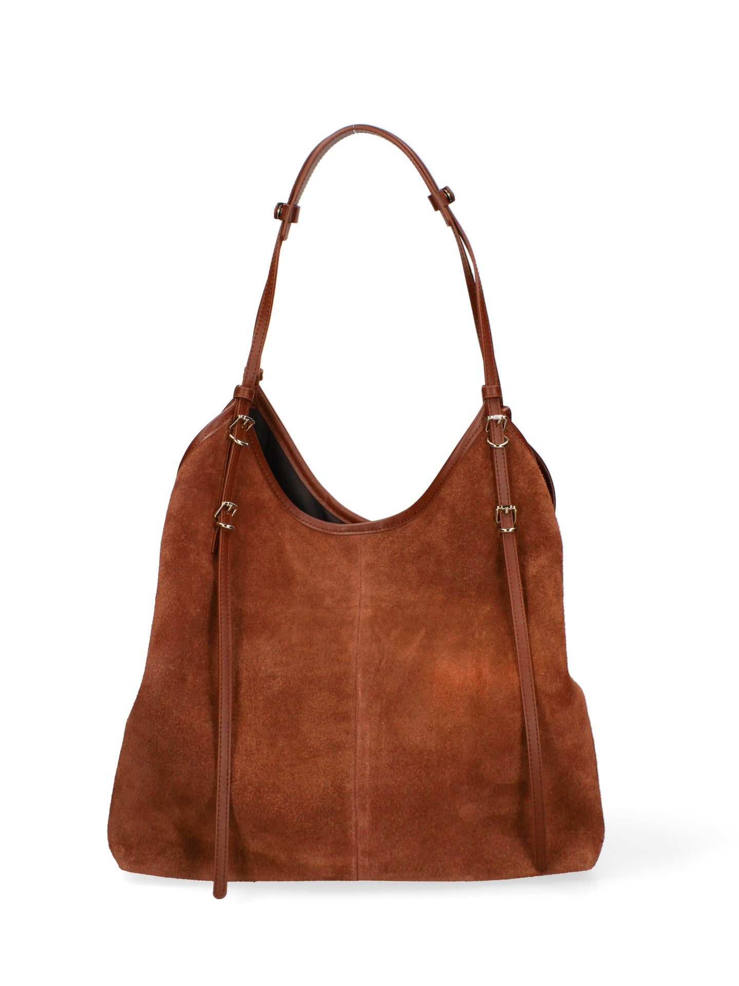 Borsa a Spalla in Vera Pelle Cuoio Scuro Chiara Ferretti