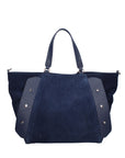 Borsa a Mano in Vera Pelle Blu Jeans