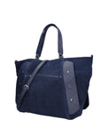 Borsa a Mano in Vera Pelle Blu Jeans