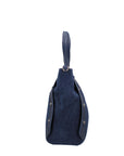 Borsa a Mano in Vera Pelle Blu Jeans