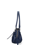 Borsa a Mano in Vera Pelle Blu Jeans