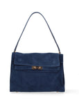 Borsa a Mano in Vera Pelle Blu Jeans Chiara Ferretti