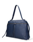 Borsa a Mano in Vera Pelle Blu Jeans