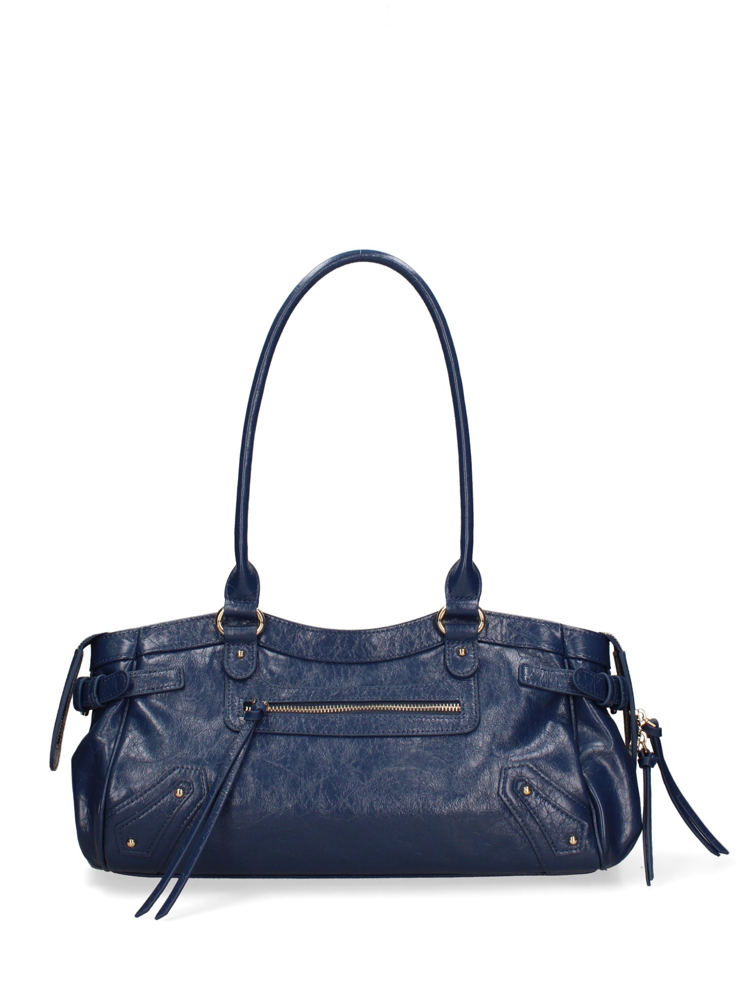 Borsa a Mano in Vera Pelle Blu Jeans Chiara Ferretti