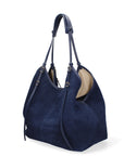 Borsa a Spalla in Vera Pelle Blu Jeans