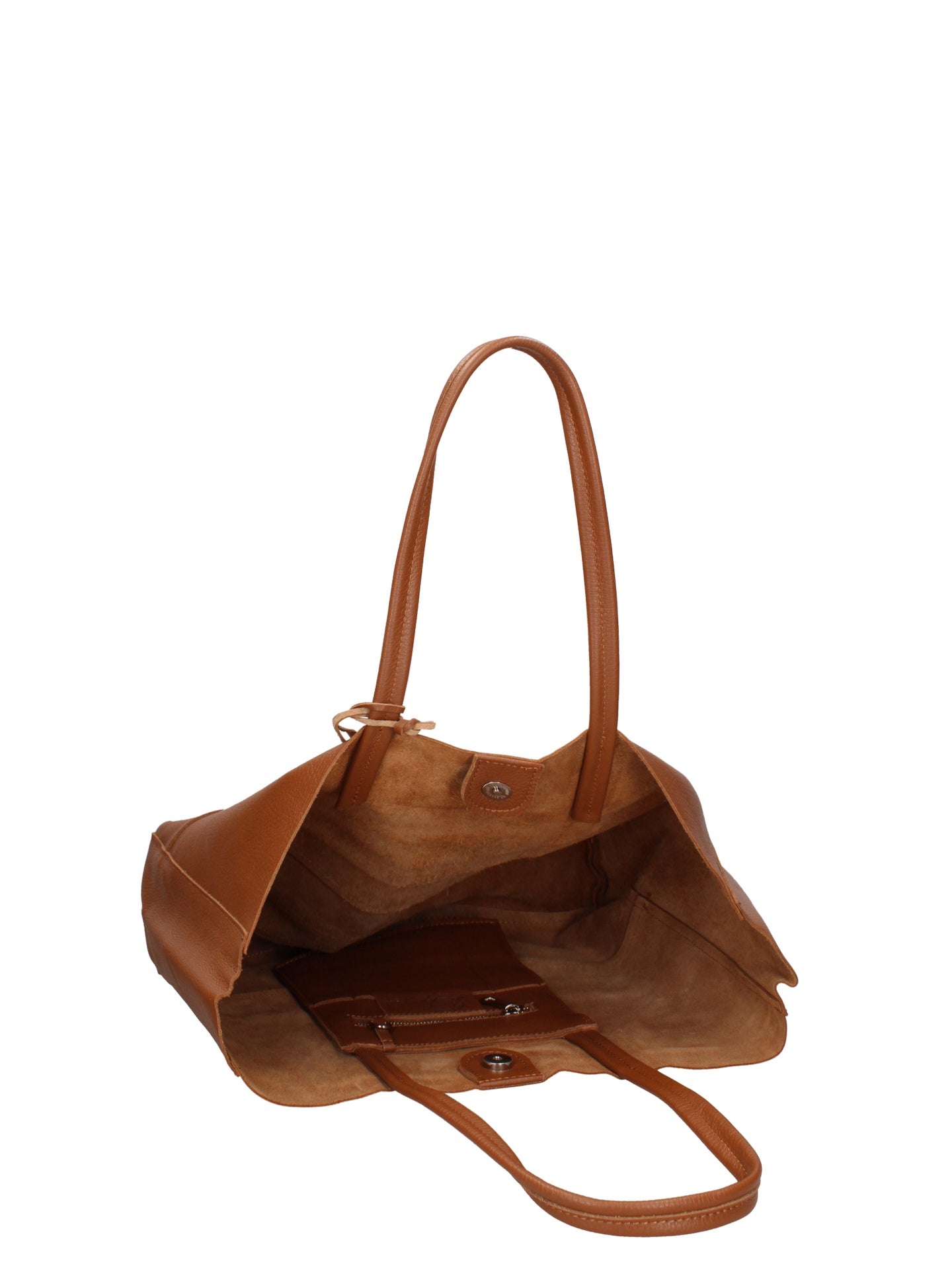 Borsa a Mano in 100% Cow Leather Cuoio Scuro
