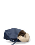 Borsa a Mano in Vera Pelle Blu Jeans