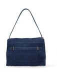 Borsa a Mano in Vera Pelle Blu Jeans