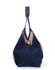 Borsa a Spalla in Vera Pelle Blu Jeans
