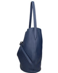 Borsa a Mano in Vera Pelle Blu Jeans