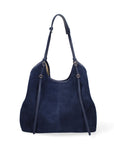 Borsa a Spalla in Vera Pelle Blu Jeans