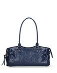 Borsa a Mano in Vera Pelle Blu Jeans